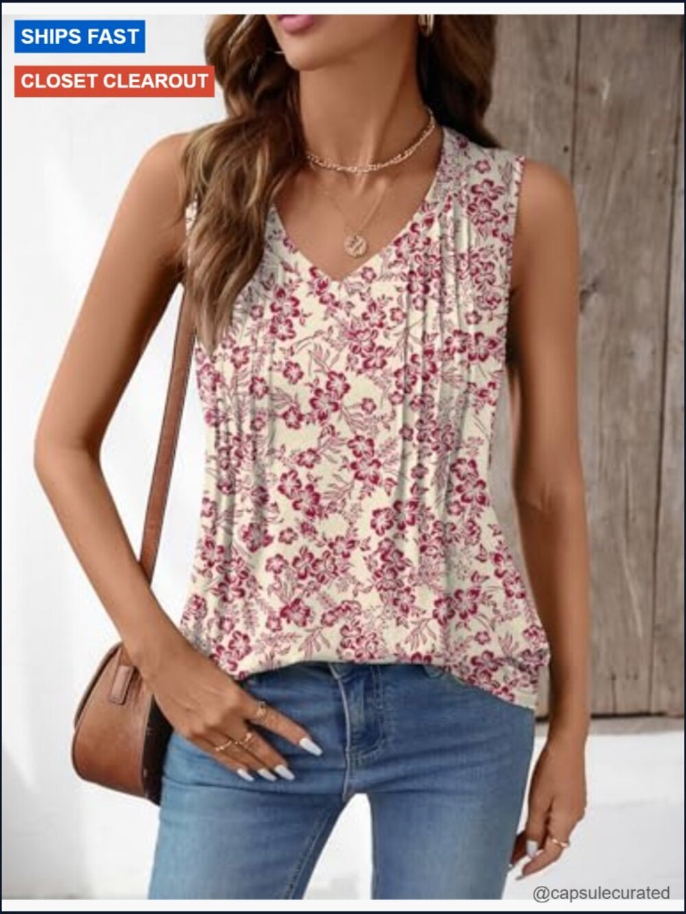 Loose Fit V-Neck Sleeveless Tank Top Blouse Summer Layering Tunic - Picture 2 of 7